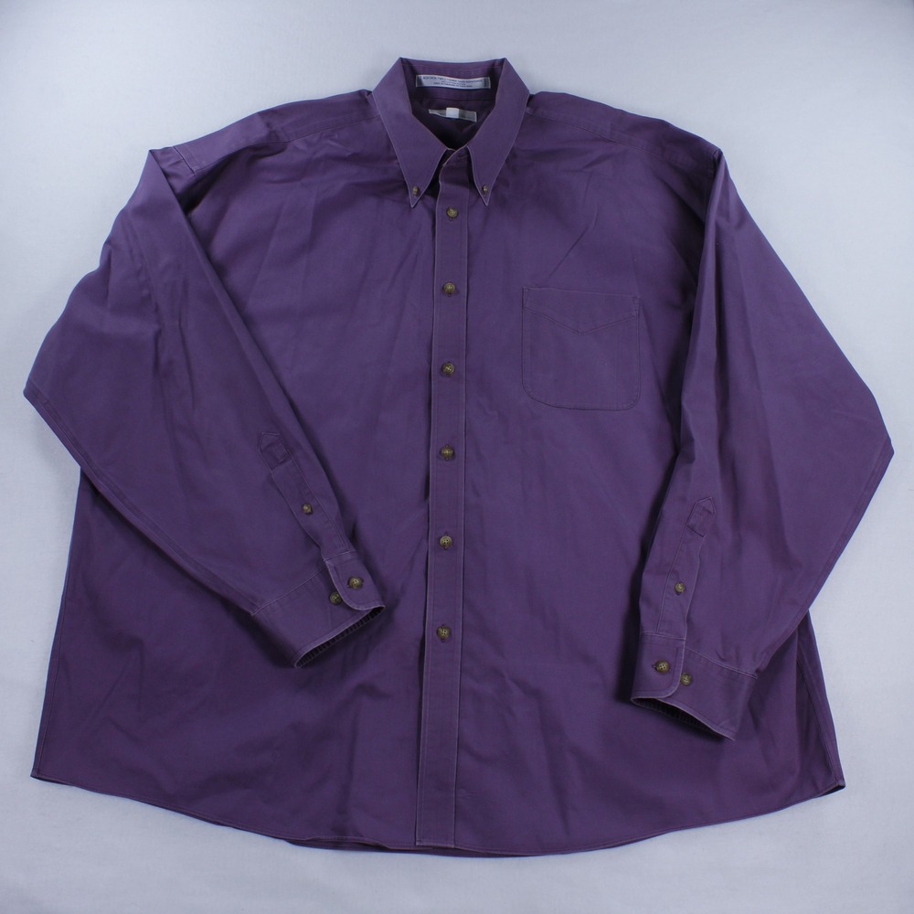 ENRO Non-Iron Twill Dress Shirt Men's Size 3X Purple Plum 100% Cotton